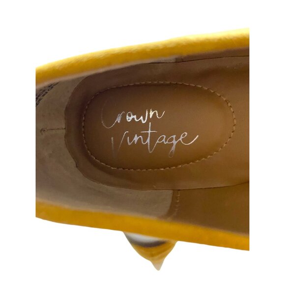Crown Vintage Leather Suede Round Toe Flats Mustard Size 6 Minimalist Fall Cute - Picture 6 of 11